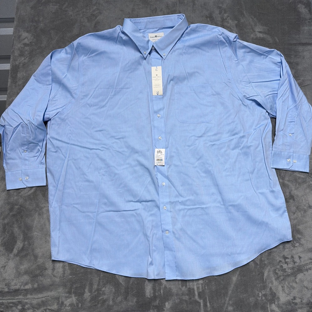 Oak Hill Classic Fit Button Down Shirt Mens 22 37/38 Blue Non-Iron DXL Big Tall